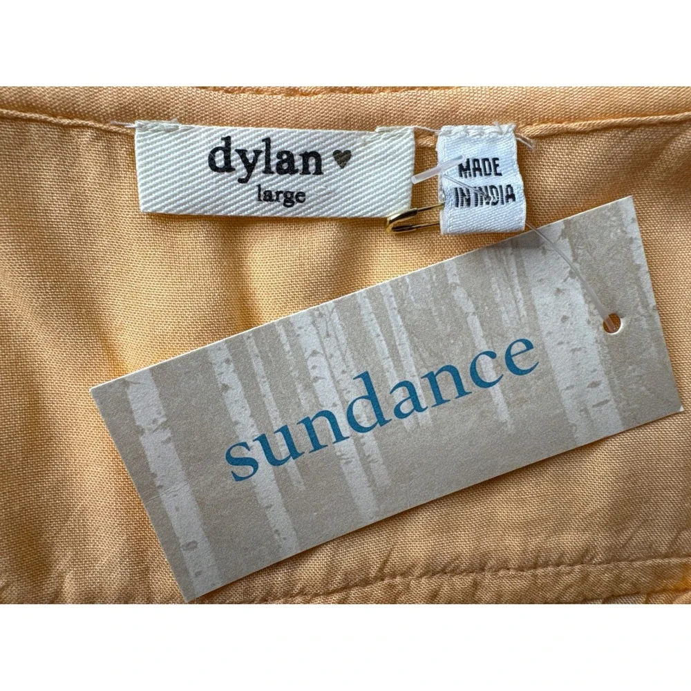NWT Dylan Sundance Peach Ruffle Sleeveless V-Neck Top Sz L Boho Cottagecore Chic
